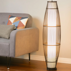 4 Pks Modern Black LED Rattan Floor Lamp