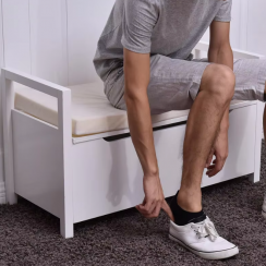 2 Pks White Simple Rugged Shoe Change Stool With Shoe Storage 