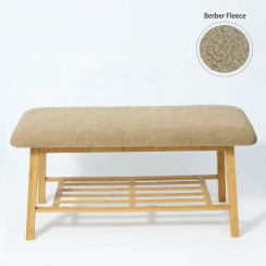 5 Pks Hallway Bamboo Shoe Changing Stools with Seat Cushion