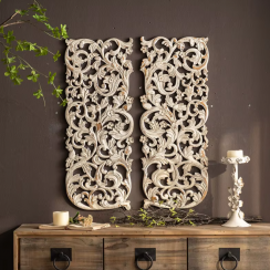 Rustic Irregular Handmade Wood Carved Wood Panel Frame Wall Decor